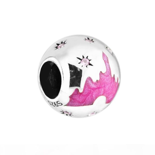 

925 sterling silver jewelry disny castle with pink color beads fit designer bracelet & necklace for woman jewelry making charms