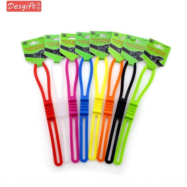 

long high tensile silicone belt mountain bike pump flashlight bicycle bicycle audio flashlight lamp holder multipurpose ribbon, Silver