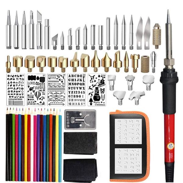 

71pcs 60w temperature adjustable electric soldering iron kit wood burning pen set carving pyrography tools welding heat pencil