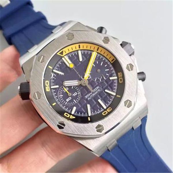 

2020 new mens watch quartz movement vk chronograph colorful wristwatch rubber strap sports men watches male wristwatch, Slivery;brown