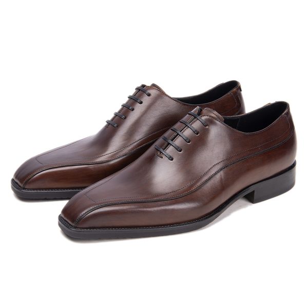 

summer men's classic business british formal leather shoes leather lace up square head fashion korean casual oxford shoes for men, Black