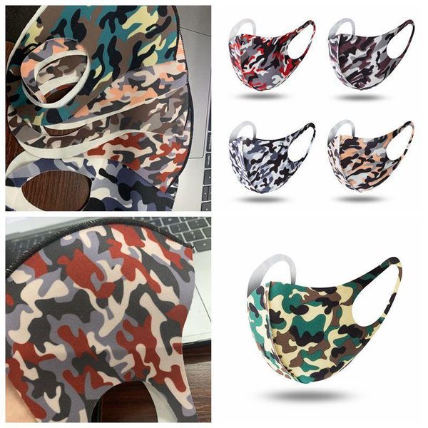 

camouflage face mask ice silk respirator anti dust mouth muffle washable reusable camo face masks with package cca12058 120pcs dkexf