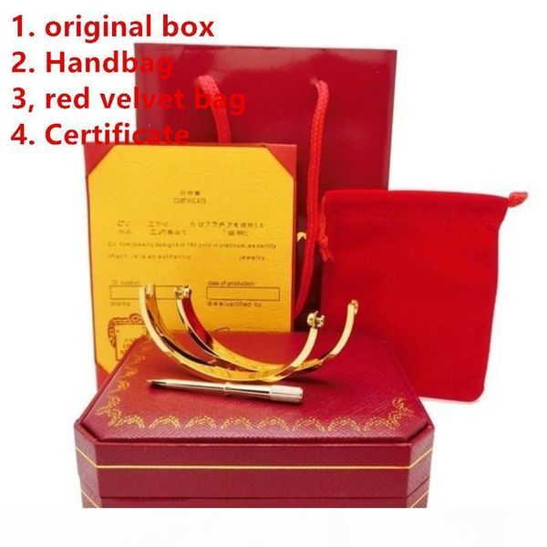 

love bracelets silver rose gold 316l titanium steel bangles women men screw screwdriver bracelet couple jewelry with original box set, Black