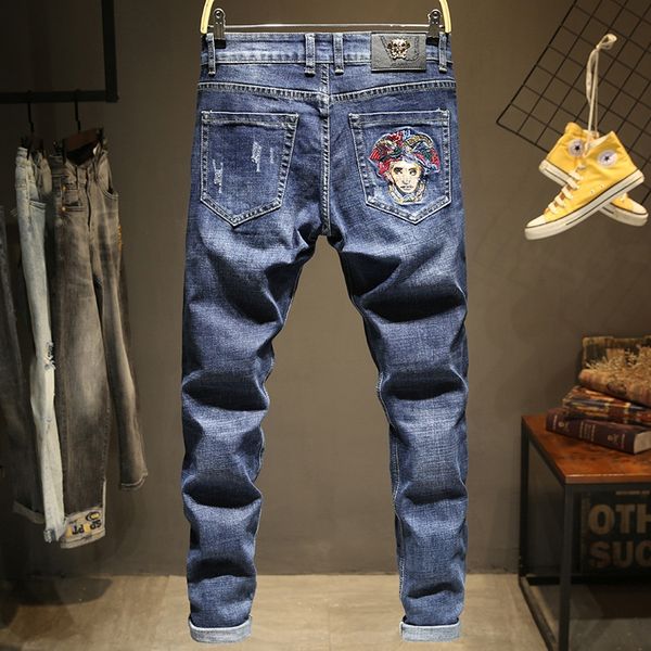 

новй mei dusha вие и вие джин вело-голђбе джин модного slim fit веѬикал, Blue
