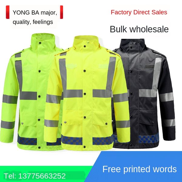 

fluorescent yellow fluorescent green high-speed outdoor reflective safety split raincoat suit motorcycle motorcycle raincoat, Red;brown