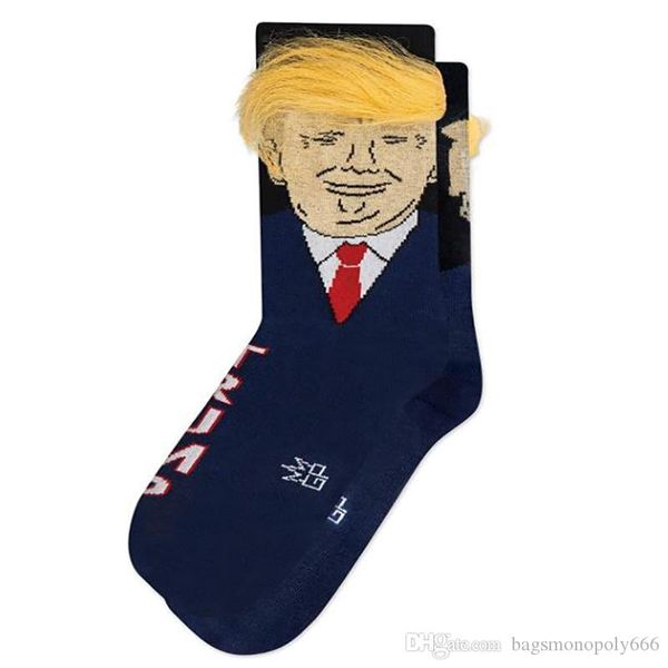 

2020 funny president donald trump socks with 3d fake hair crew socks mens compression socks 2020 election spoof streetwear, Black