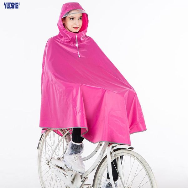 

adults male man's rain poncho polyester bicycle raincoat impermeable tour thick raincoat men reflective tape rain gear 60yy160, Red;brown