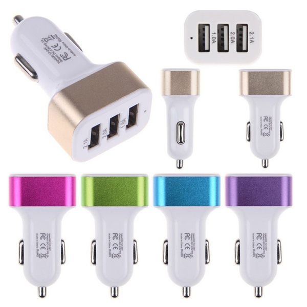 

usb car charger 3 port phone charger adapter socket 2a car styling 3 usb charger universal for mobile phone pad chargers dhl