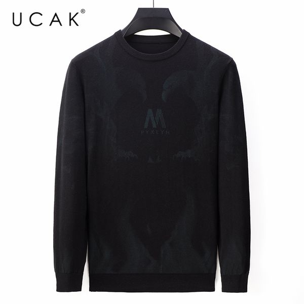 

ucak brand casual sweaters men clothing o-neck striped streetwear sweater clothes pull homme warm autumn winter pullover u1148, White;black