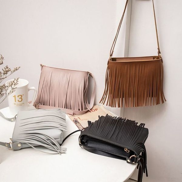 

fashion 2020 new casual ladies women bag shoulder bag tassel messenger plain mobile phone bag 517d