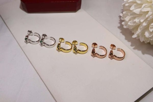 

высококачественные дизайнерские серьги моды роскошь дизайнер 925 стерлингового серебра серьги леопард голова изумруд бриллиантовые серьги с, Silver