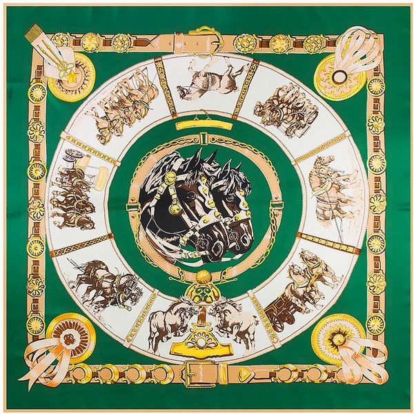 

100% silk scarf women square scarves spain horse neckerchief carriage print foulard silk head hijab lady bandana 130*130, Blue;gray