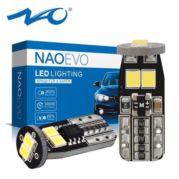 

nao t10 led canbus w5w no hyper flash 1.6w 12v car interior light 2835 chip super bright no error white amber 168 194 dome lamp