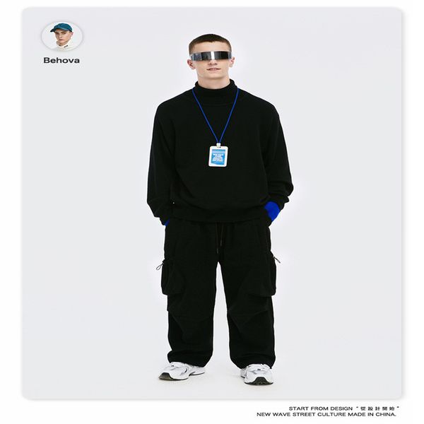 

men's sweaters 2021 men turtleneck sweater autumn winter warm soft spacious comfortable solid clothes knitted casual cotton hombre pull, White;black