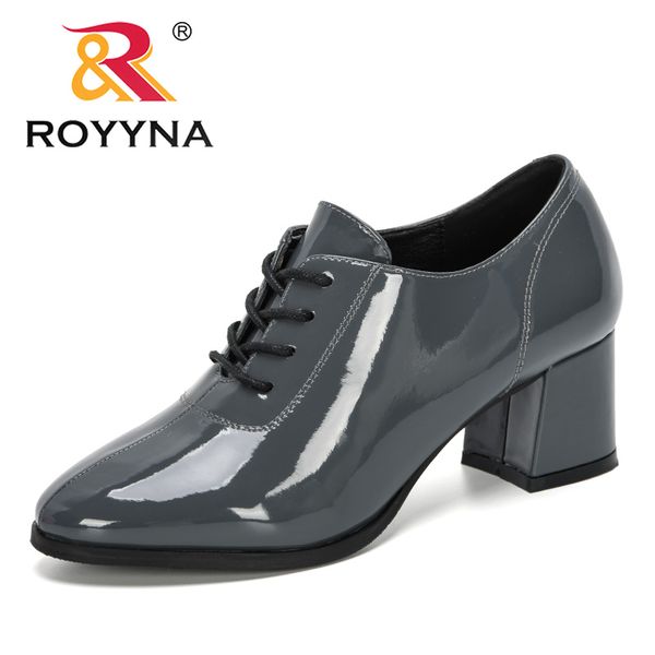 

royyna 2020 new designers women pumps microfiber high heel shoes ladies round toe lace-up casual shoes feminimo working footwear, Black