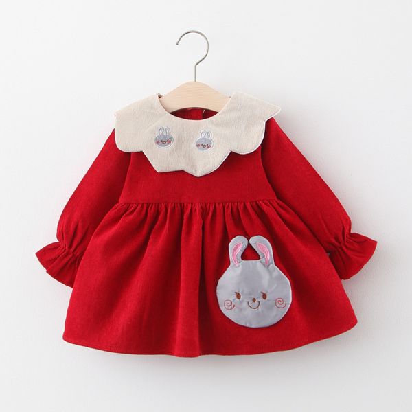 

kids designer clothes girls childrens skirt 2020 korean new long-sleeved dress infant childrens fashion spring and autumn princess dress a g, Red;yellow