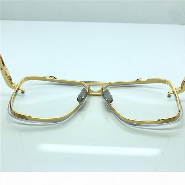 

r wholesale -new mens brand designer clear lens sunglasses dts121 retro square frame shiny gold fashion eyewear come with c, White;black