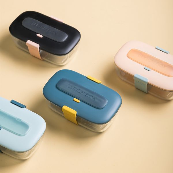 

portable glass lunch box lunch box microwave oven heated lunch box separated plate crisper sealed tableware with lid