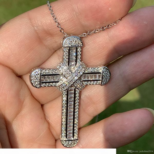

o victoria wieck luxury jewelry real 925 sterling silver pave white z cz diamond gemstones cross pendant lucky women necklace for p