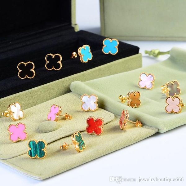 

mini stud earring with red agate and shell flower fashion earrings for women jewelery wedding gifts ps5754, Golden
