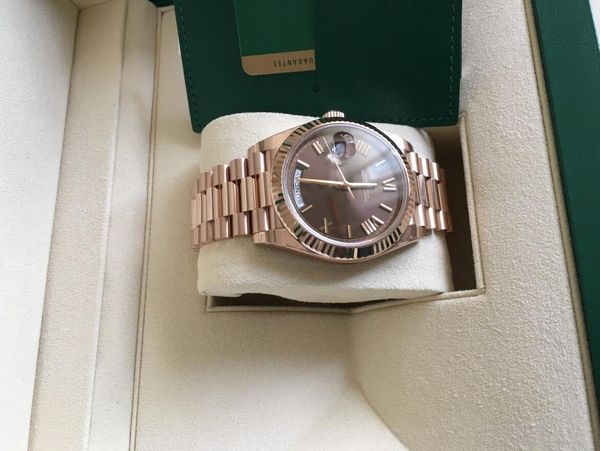 

luxury day-date высокого качества президент 41mm розовое золото 228235 азии 2813 движение автоматическая мужские часы black мужские часы ори, Slivery;brown