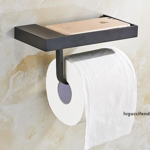 

modern new wall mounted bathroom oil rubbed bronze toilet paper holder storage shelf mobile phone rack t200425