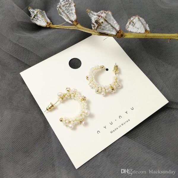 

luxury pearl crystal earrings designer brand trend c women earrings ins style fashion temperament geometric jewelry, Golden