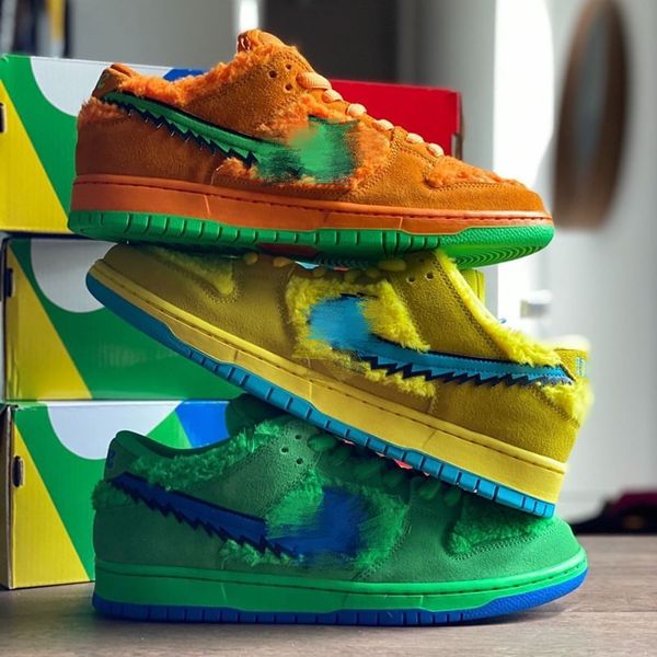 

sb dunk nke low grateful dead bears в желтом зеленый-черная среднего brown баскетбол обувь конструкторы скейтбординг мужчины lady motocycle, Black