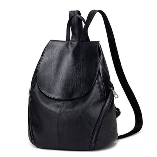 

2020 casual women backpack female pu leather backpacks black bagpack bags for college students girls young lady travel back pack