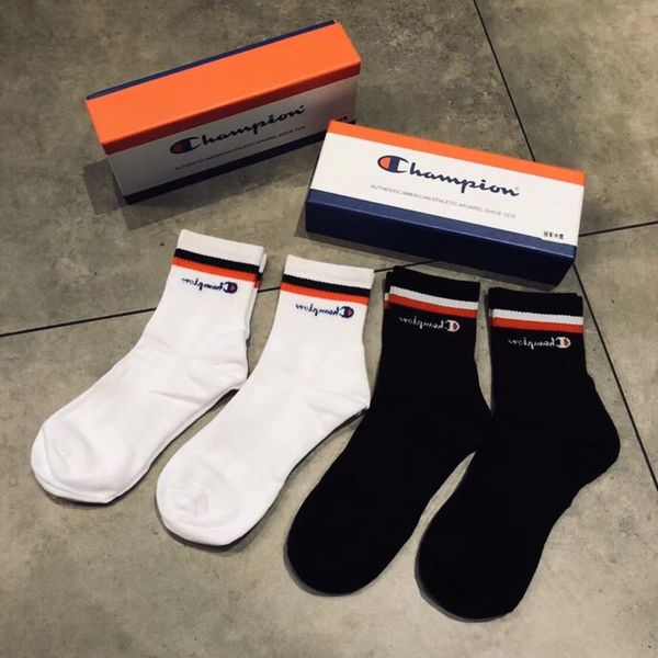 

men women socks letter sock fashion leisure skateboard sports socks sockings hip hop with box 7685, Black