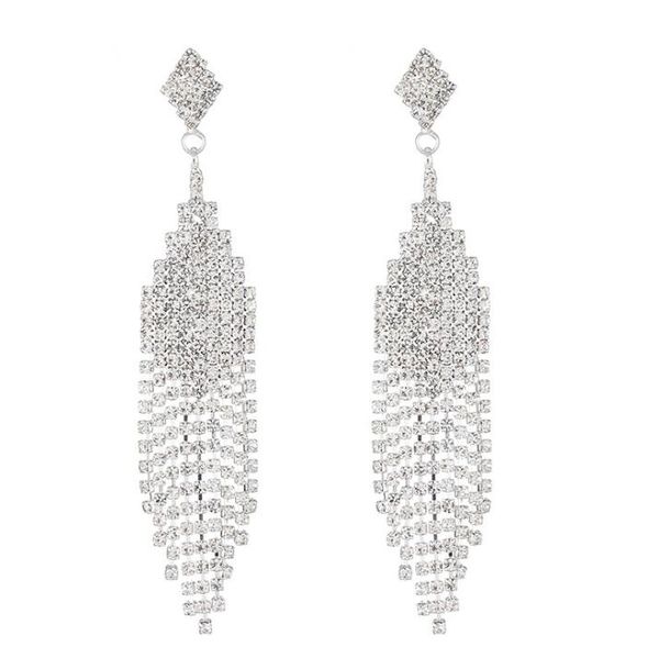 Orecchini con nappe di diamanti fantasia temperamento di diamanti pieni accessori da sposa da sposa orecchini di gioielli transfrontalieri WY1470