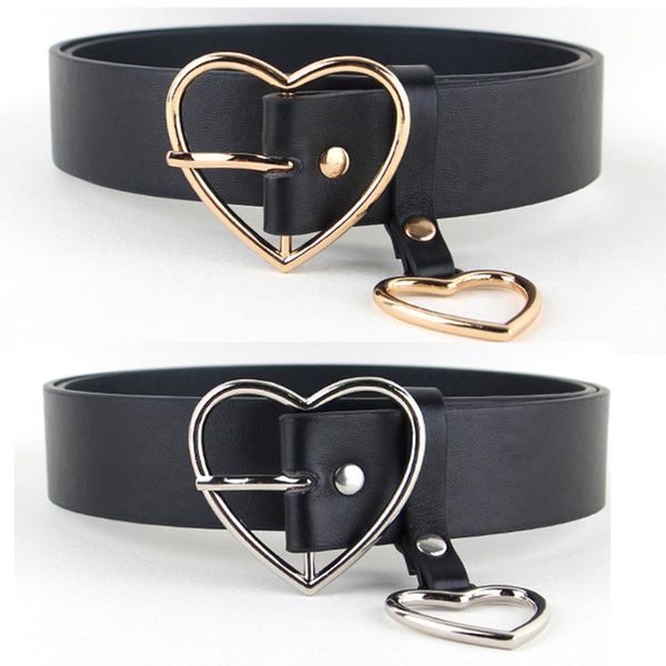 

ladies leather dress jeans waistband women gold silver heart metal buckle belts bltll0336, Black;brown