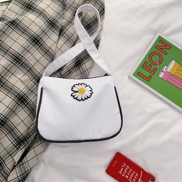 

ytury solid color underarm oxford cloth women's 2020 internet oxford cloth bag embroidery satchel celebrity new daisy embroidery should, White