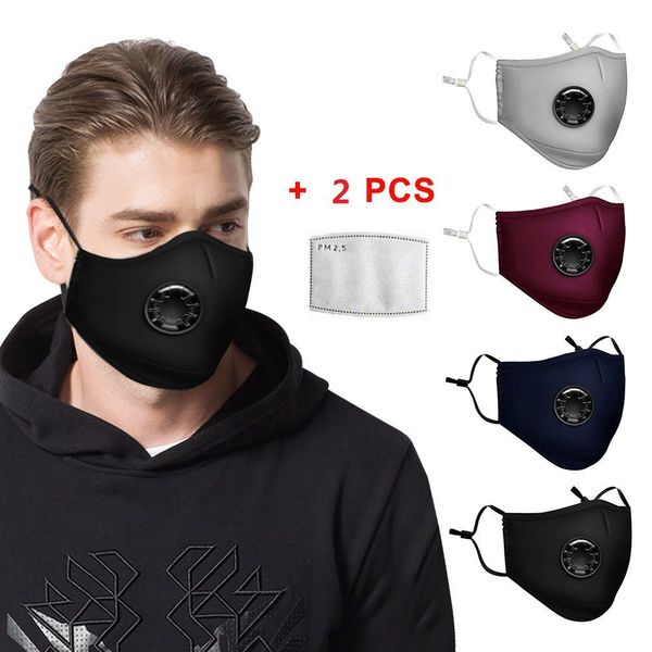 

washable reusable anti air pollution face mask with respirator &2 filters pm2.5 masks