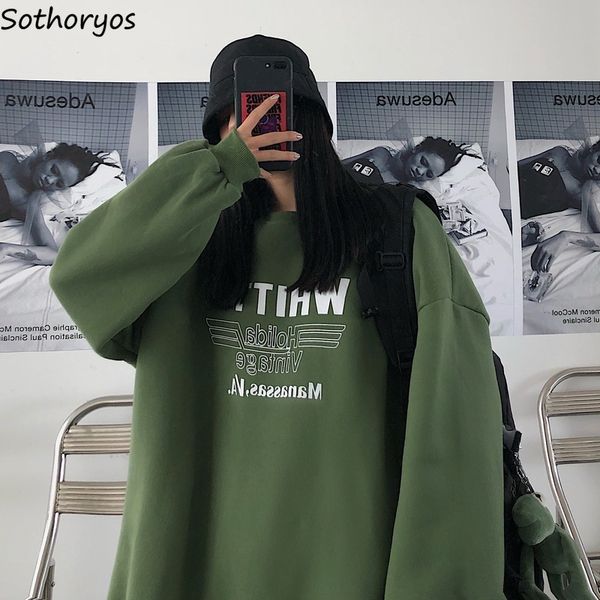 

hoodies women plus velvet thicker bf student loose 2xl chic womens sweatshirt harajuku letter printed all-match outwear ulzzang, Black