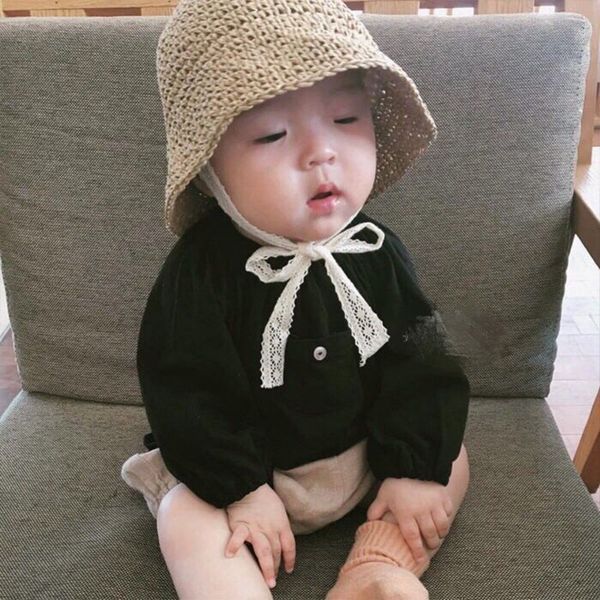 

baby straw fisherman sunscreen female baby sun summer thin sunscreen hat children fisherman hat boy, Yellow