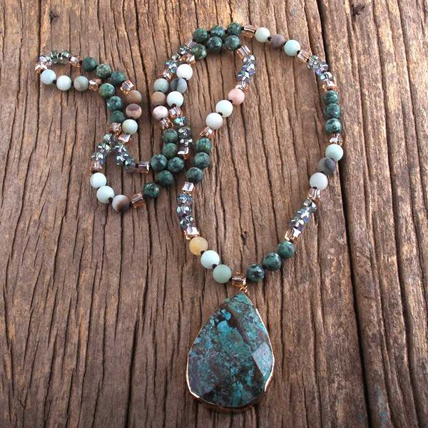 

md fashion boho jewelry natural stones with semi precious pendant necklaces women necklace gift dropship, Silver