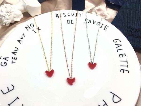 

europe and the united states popular style women jewelry small red heart necklace simple fashion sterling silver does not fade