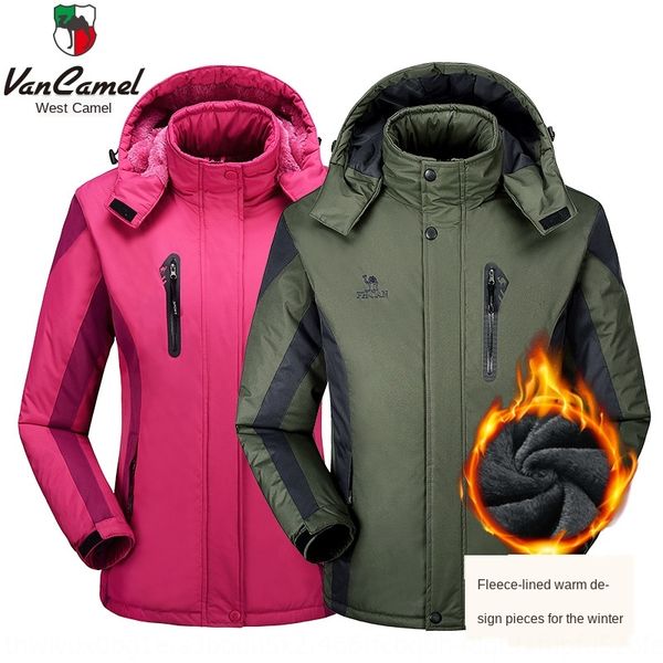 

western camel male and female couple outdoor cold-proof thick warm wear-resistant cotton-padded clothes warm jacket cotton jacket, Blue;black