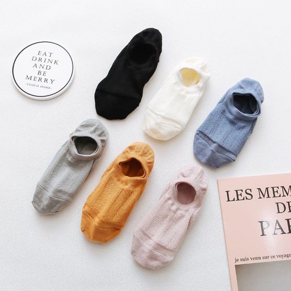 

thin cotton boat cotton boat silicone mesh breathable light-mouth women's socks silicone anti-skid women's socks, Pink;yellow