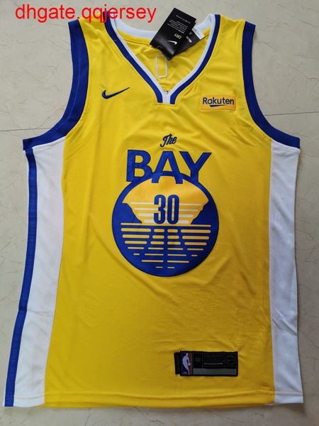 

горячая продажа 2020-20 men'ss стивен curryy # 30 заявление желтого джерси, Gray