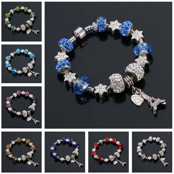 

dhl epacket корабль популярные большое отверстие застекленные шарики женщина сплава пагода аксессуары браслет djfb327 шарм браслеты ювелирны, Golden;silver