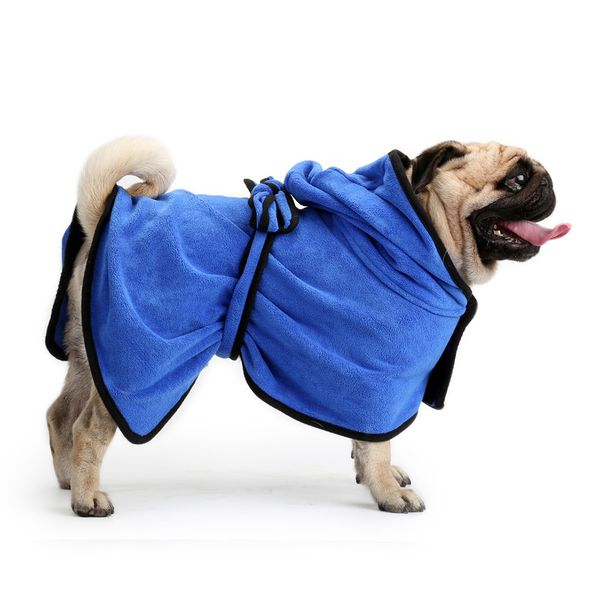 

dog drying towel robe dog bathrobe soft super absorbent blue/brown for dog summer winter bathing