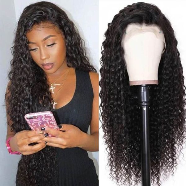 

360 lace frontal wig curly human hair wigs pre plucked curly lace front wig brazilian hair wig lemoda remy hair 150% density, Black