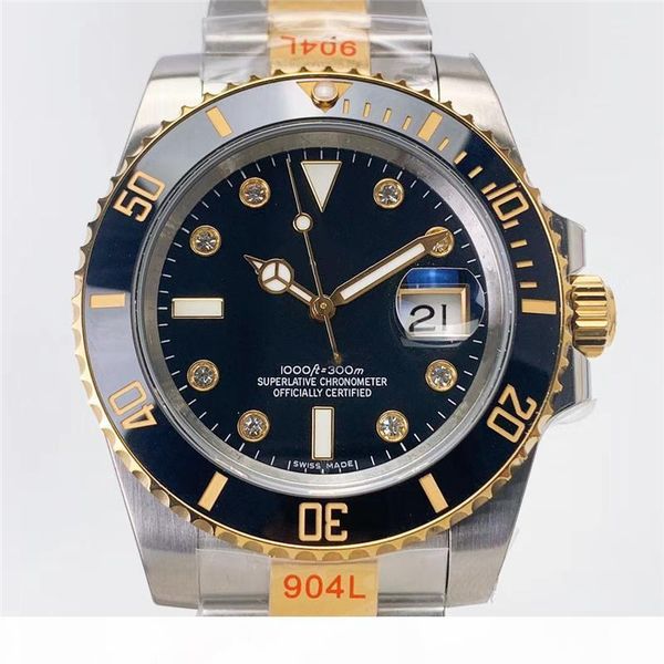 

l orologio di lusso black dial inlaid with mosan diamonds 904l diameter 40mm 2836 3135 automatic mechanical movement design watch, Slivery;brown