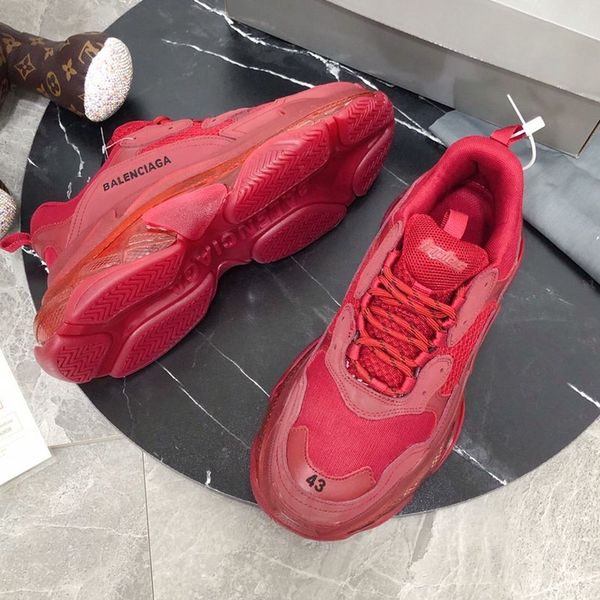 

designer shoes luxury mens women casual shoes, men and women sneakers couple models tennis shoes triple s transparent sole r06, Black