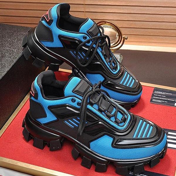 

fashion classic cloudbust thunder knit sneakers mens shoes zapatillas hombre breathable sports shoes low lace -up casual men shoes, Black