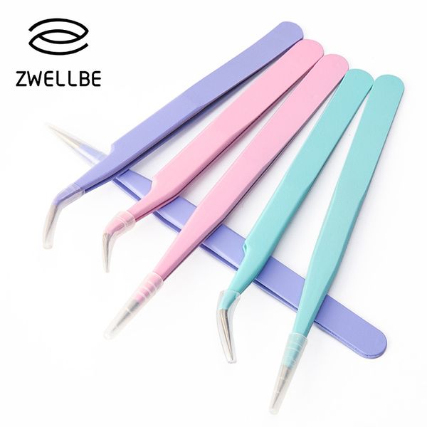 

false eyelashes colored anti-static tweezers for eyelash extension eyebrow stainless steel set beauty precision makeup kit repair tools