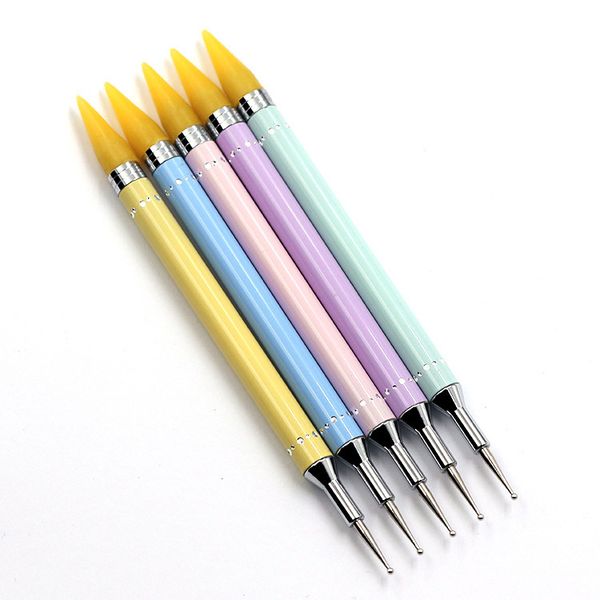 

diamond embroidery double head point drill pen dot painting point pen nail art rhinestone picker wax pencil crystal handle tool, Silver
