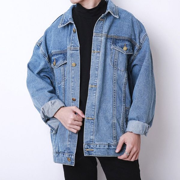 

autumn and winter 2020 new korean loose oversize denim jacket men retro jacket denim clothes men and women, Black;brown